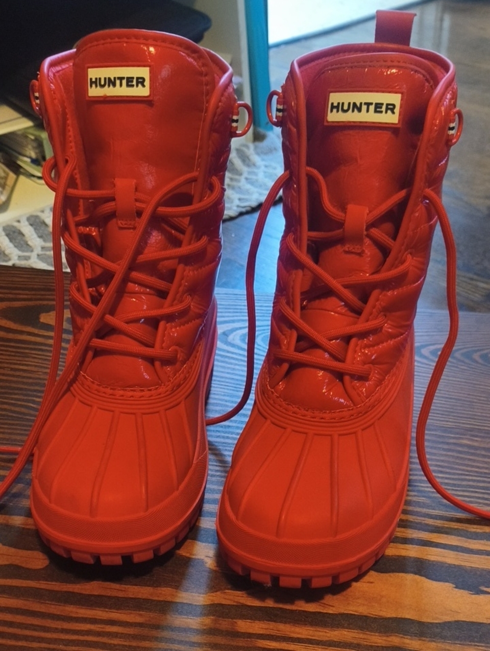 Hunter Red Lace-Up Waterproof Womens Rain & Snow Boots